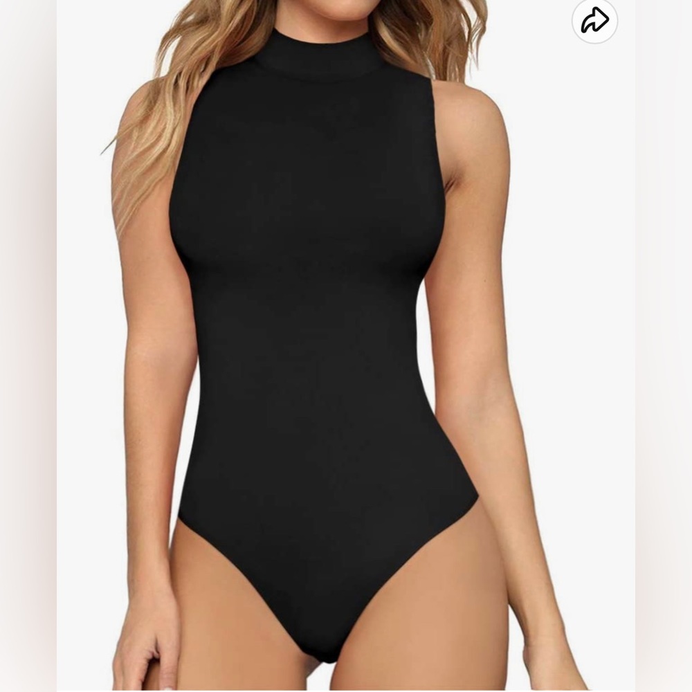 Women's Mock Turtle Neck Sleeveless Tank Tops/Short Sleeve Bodysuit Leotard